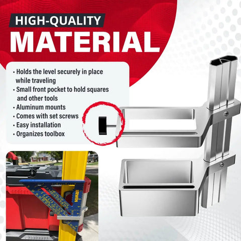 Level Mount Holder For Packout Tool Boxes And Organizers Compatible With All Aluminum Rail Packout Systems Safely Holds Levels Up