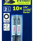 Torx T25 Impact Power Bits 2 Inch 5 Pack for Heavy Duty Drill Drivers Xtended Torsion Zone in retail packaging