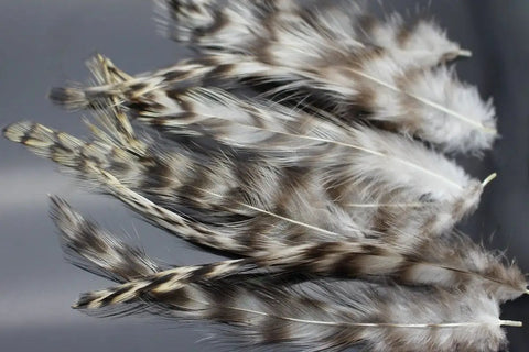 Natural Grizzly Rooster Hackle Feathers For Fly Tying Dope 30 Pcs Set White Yellow Green 10 To 15 Cm Long Realistic Fishing Fly Materials