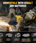 Heavy Duty Cordless Angle Grinder Four And Half Inch Smashes Through Steel With Brushless Motor and Rotating Safety Guard in use.