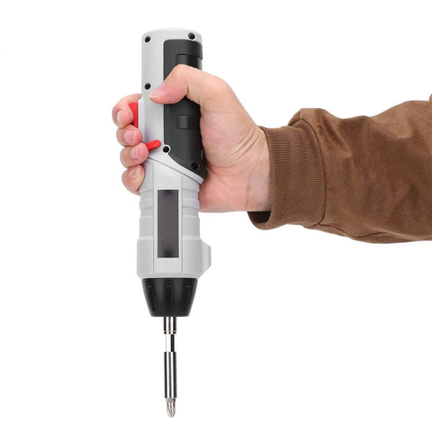 Kickass Compact Cordless Drill Driver Kit Boasts A Super Sleek Body With A Beast Mode 4.2V Lithium Battery And Powerful Led Work Light For Blazing Fast Drilling On Every Home Job held in hand.