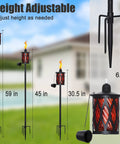 4 Pack Glass Outdoor Citronella Torches With 14 Oz Fuel, Adjustable 30 To 59 Inch Height, Multi Color Glass Flames On 4 Prong Grounded Stakes