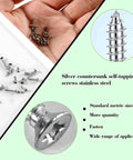 Flat Head Self Tapping Screws Kit With 1320 Pieces In 304 Stainless Steel M1 To 2.2 Sizes, tiny screws shown with details.