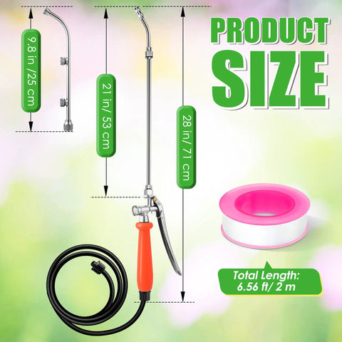 All Metal Pro Grade Pump Sprayer Wand With Two Nozzle Types And Adjustable Spray, Stainless Steel Build, measures at 28 inches