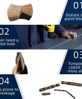 Image of a Hyper Step HSS Cobalt Drill Bit Set details and usage instructions, showcasing durability and efficiency in metal drilling.