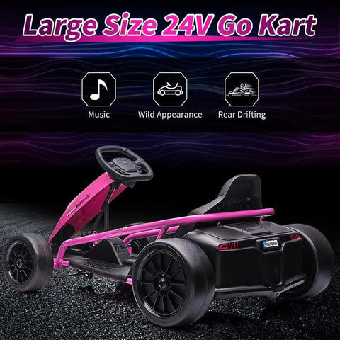 Ride On Go Kart For Kids With 24V 9Ah Battery Dual 300W Motors 8 MPH Fast Drifting Circuit Car Electric Ride On Toy