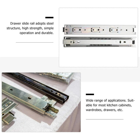 Drawer Slides 10 Inch Three Section Track Rails Side Mount Silver Set Of 2 For Cabinets Dressers And Closets Smooth Glide Hardware
