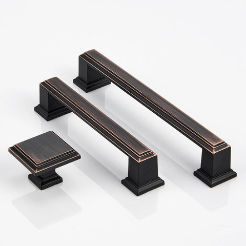 Oil Rubbed Bronze Square Cabinet Knobs Set Of 10 1.3 Inch Drawer Pulls showing durable die-cast zinc alloy construction.
