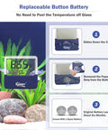 Digital Aquarium Thermometer With LCD Display Stick On Sensor For Saltwater And Freshwater Tanks Real Time Readout Max And Min Temperature For Your Fish Amphibians Reptiles And More Cordless Easy To Install on aquarium glass