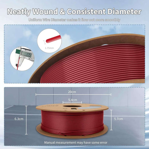 High Speed PLA 3D Printing Filament 1.75mm 1kg Spool Up To 300mm Per Second, Fire Engine Red, Cardboard Spool, Winding Details