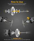 Kuenuilr cutting wheel set for drill, 6 HSS blades with 1/4 in hex shank (exploded view diagram)