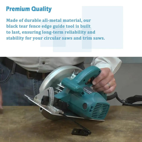 Badass Heavy Duty Circular Saw Guide And Rip Fence Replacement Kit compatible with Makita Power Tools in use on metallic surface.