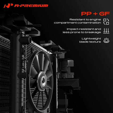 Heavy Duty Engine Radiator Cooling Fan Blade Compatible With BMW E46 E36 showing lightweight black polymer build and fan blades.