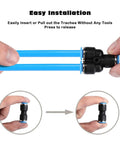 Pro Grade 1/2 Inch PU Air Hose Kit 60 Ft With 28 Piece Push To Connect Fittings in hands during installation