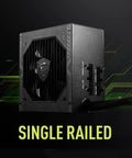 Semi Modular 650W ATX Power Supply With Low Noise 120mm Fan, showing single rail design