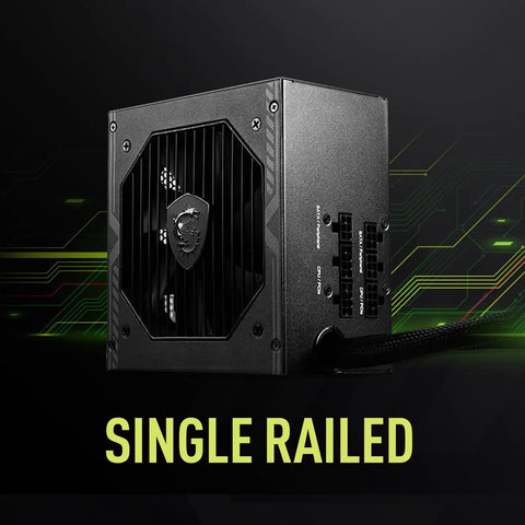 Semi Modular 650W ATX Power Supply With Low Noise 120mm Fan, showing single rail design