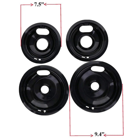 Porcelain Drip Pan Replacement Set For Whirlpool Amana Maytag W10288051 Includes Two 6 Inch Pans And One 8 Inch Pan Made In USA
