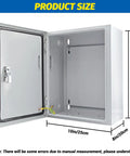 Heavy Duty NEMA 4X Steel Electrical Junction Box Waterproof Dustproof Wall Mounted Indoor Outdoor Enclosure With Lock And Mounting Plate dimensions showing interior size and structure.