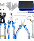 Heavy Duty Mosaic Glass Nipper Set With Wheels Glass Running Pliers Breaker Pliers Replacement Cutting Wheels Oil Dropper Cutter Heads Cut Resistant Gloves Leather Zipper Bag 20 Piece kit displayed on white background