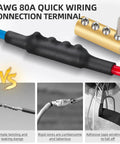 10 Pack 6-10 AWG Wire Connector Kit featuring 80 Amp quick wiring terminals, splice connectors, and wrench displayed.