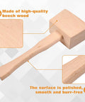 9.5 Inch Beech Wood Mallet for DIY woodworking, showing polished beech wood surface and ergonomic handle
