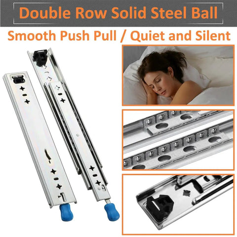 Workhorse Grade Full Extension Drawer Slides Secured With A Dead Easy Lock And Smooth As Silk Glide Heavy Duty Three Piece Rail Kit.