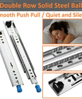 Built Tight Heavy Duty Full Extension Drawer Slides With Secure Lock 120kg Load Capacity Steel rail runners close-up view.