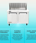Heavy Duty Kitchen Bad Boy Commercial Sandwich Prep Refrigerator With Bain Marie Well And Eighteen Pan Capacity Built Like A Tank For Serious Meal Prep And Top Tier Cold Storage, showcasing modern design and dual doors.