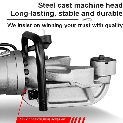 CUTPOIY 220V Electric Hydraulic Steel Tube Bender For Rebar Bending Handheld Machine shows durable steel cast machine head design.