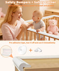 Heavy Duty Baby Corner Guards And Edge Protectors With No Fuss Peel And Stick Prep For Tot Approved Spaces Plus Extra Thick Rubber Foam Air Cushion Side Bumpers For Running Kids, showing installation on a crib.