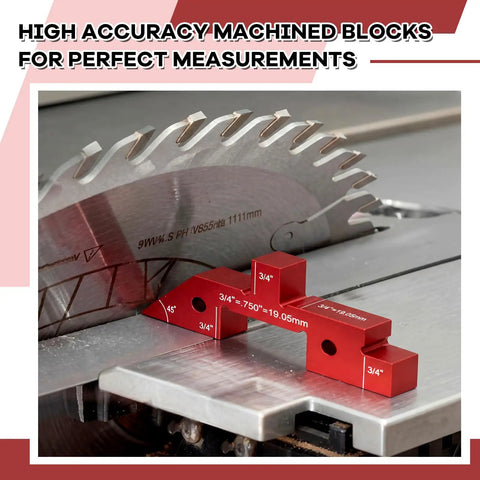 15 Piece Router Table Setup Block Set With 0.002 Inch Aluminum Height Gauge And Sliding Ruler, 3/4 inch block on table saw