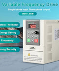110V Variable Frequency Drive For Motor Speed Control With 1.5 kW Output, Converts Single Phase To Three Phase, CNC Ready Power Converter