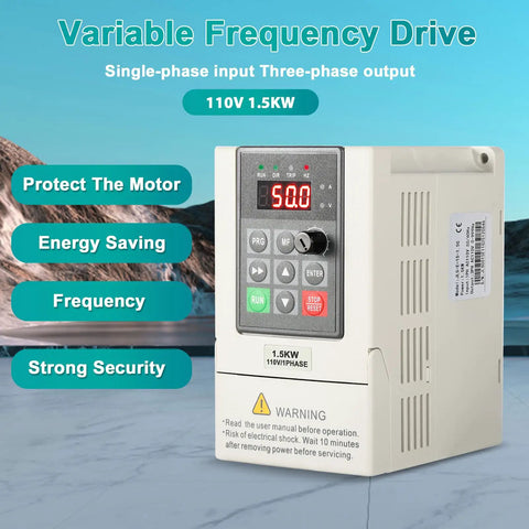 110V Variable Frequency Drive For Motor Speed Control With 1.5 kW Output, Converts Single Phase To Three Phase, CNC Ready Power Converter