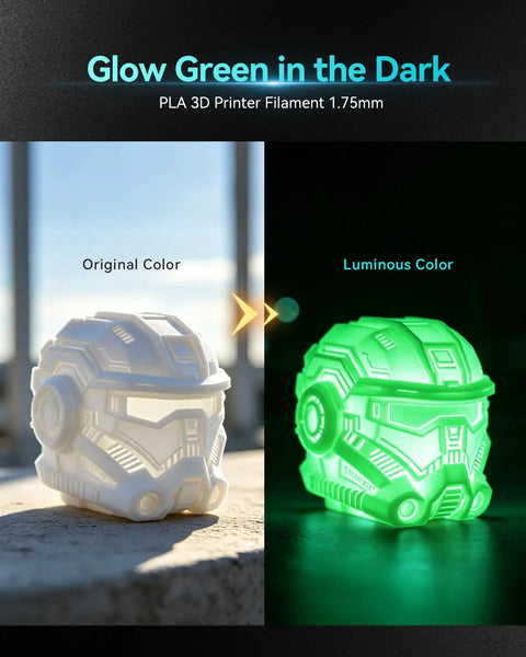 Glow In The Dark PLA Filament 1.75mm 4 Pack Bundle For 3D Printing Ultra Bright Long Lasting Phosphorescent Material UV Reactive No Cap This Stuff Glows Sick For Ambiance And Creative DIY Builds With Awesome Low Warping