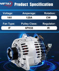 High Output Alternator Replacement For 2005 2006 Kia Magentis, 2005 2010 Sportage, 2005 2006 Optima, front view