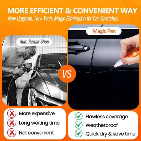 Comparison of auto repair shop and using Black Car Scratch Repair Pen Kit 2 Pack, Quick Fix For Scratches And Paint Damage