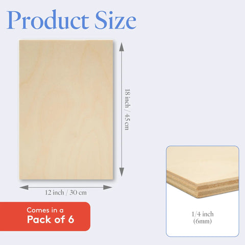 6 Mm Baltic Birch Plywood Pack Of 6 Sheets One Quarter Inch 12 By 16 Inch BB Grade Craft Wood size dimensions and thickness