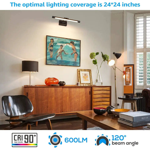 Adjustable LED Picture Light For Wall Art And Frames, Plug In Or Hardwired, CRI90 For Accurate Colors, 8W Equivalent To 40W Halogen