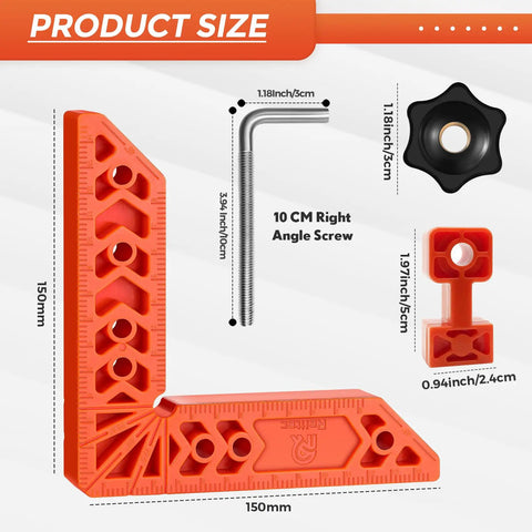90 Degree Corner Clamp Set For Woodworking Right Angle Tool Clamps For Cabinets Drawers Frames Shelves, with measurements