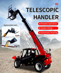 Heavy Duty Telescopic Boom Handler Forklift With Smart Transmission And Auto Leveling Frame Built Damn Tough For No Sweat Jobsite Hauling And Quick Adapter Swaps, showing lifting capabilities and attachment options.