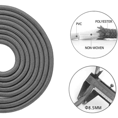 Close-up of cotton braided 9mm rope with PVC, polyester layers for Weighted Jump Rope 1lb for Serious Cardio Training, detail view.