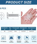 Top Shelf 60 Pieces M4 X 10mm Clear Polycarbonate Phillips Flat Head Countersunk Machine Screws dimensions and specifications.