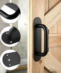 9 Inch Stainless Steel Barn Door Handle Black Heavy Duty Pull For Barn Doors And Home Rooms Easy Install Durable Hardware Beefy Construction With Smooth Surface Anti Slip Grip And Simple Mounting For Indoor Outdoor Use, mounted on wooden door