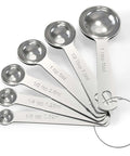 Six Piece Stainless Steel Measuring Spoons Set For Cooking And Baking Includes One Eighth Teaspoon One Quarter Teaspoon One Half Teaspoon