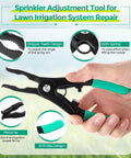 Sprinkler Pull Up Tool For Pop Up Heads Grab And Go Design with easy grip handles, showing gripper teeth, metal tip, and spring action