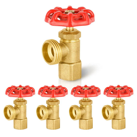 2-Pack Brass Boiler Drain Valves, Three-Quarter Inch FIP Inlet and Three-Quarter Inch MHT Outlet, heavy-duty for plumbing and heating