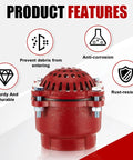 3 Inch Cast Iron Foot Valve NPT Threaded For Water Service Only Red Painted Finish Built Tough Industrial Grade Heavy Duty Durable Check Valve with feature icons