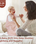 Mother holding baby wearing all cotton baby sleep sack 0 to 6 months TOG 0.5 wearable blanket three pack with two way zipper.