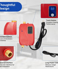 Compact Under Sink Electric Water Heater With 3000W Instant Heating Delivers Genuine Hot Water On Demand, showing red unit with touch button and long cord.