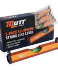 Pro Grade Aluminum String Line Level For Masonry And Fence Jobs in a 3-pack with anti-sag design and heavy-duty features.